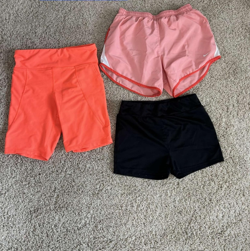 Girls Athletic Shorts Set - Pink, Orange, Black